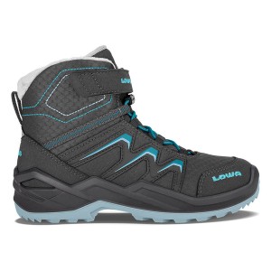 Deep Grey / Turquoise Kids' Lowa Maddox Warm Gtx Mid Winter Boots | 0342798-QM